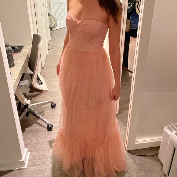 Lace & Beads Bridesmaid corset & tulle dress in pink - Picture 2 of 2